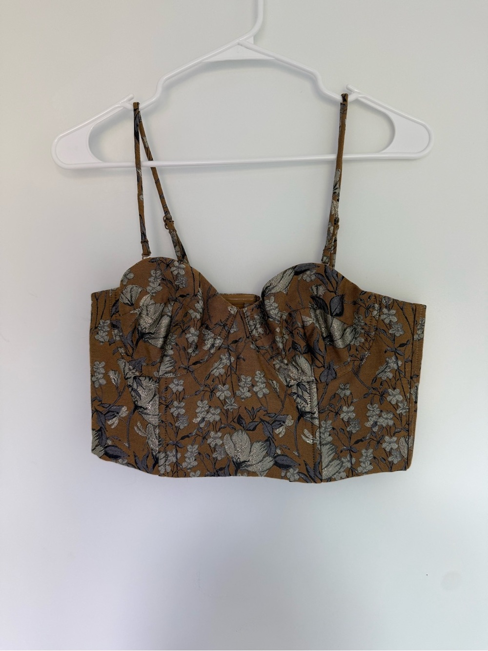 Banana Republic Brown Floral Bustier Crop Top